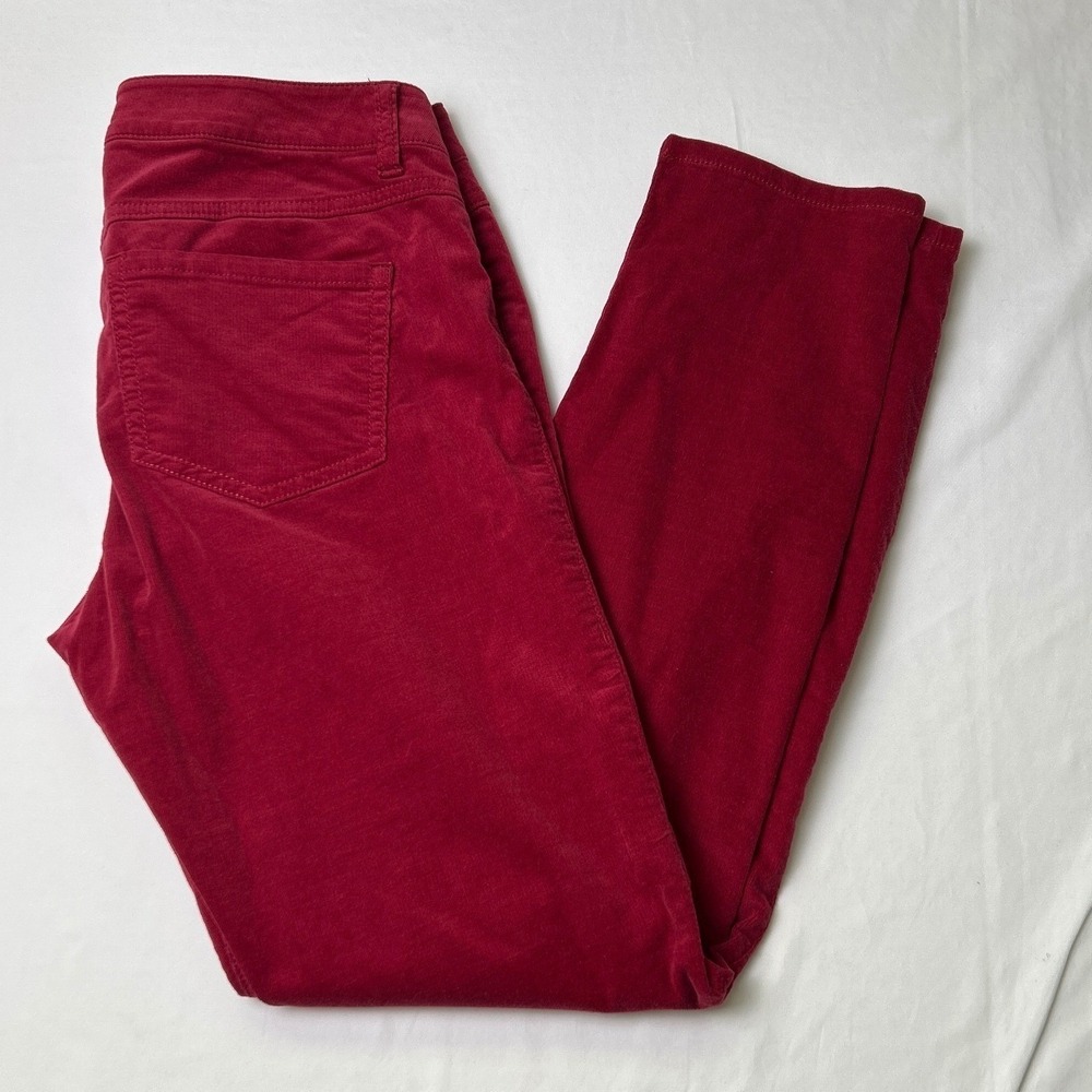 Cabi Womens Low Rise Red Stretch Corduroy Skinny Leg Jeans Size 6 Preppy Casual